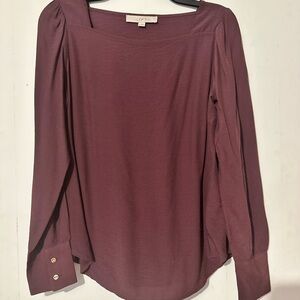 LOFT Red Long Sleeve Relaxed Blouse